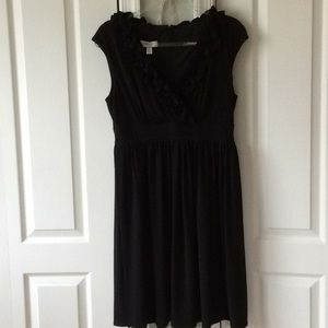 Black dress ruffled front